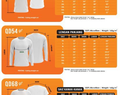 carta size baju quick dry
