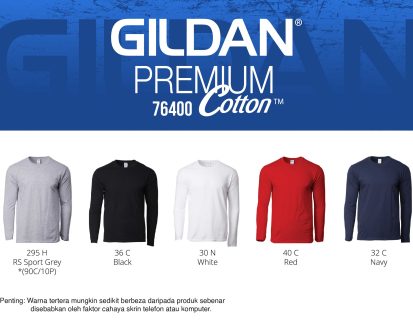 warna baju Gildan Premium long sleeve