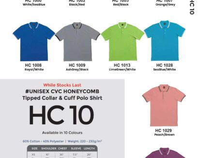 oren-sport-230gsm-honeycomb-cvc-multi-tipped-collar-short-cuff-sleeve-plain-polo-HC12